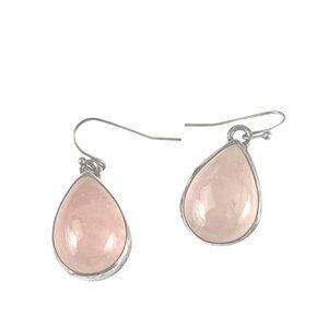 Rose Quartz Teardrop Sterling Silver Earrings Classic Gift For Her